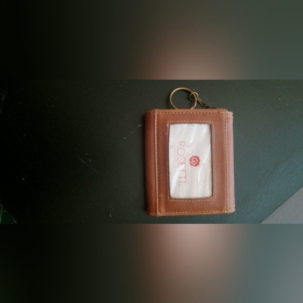 Rosetti Brown Leather Card Holder Keychain - Picture 4 of 4